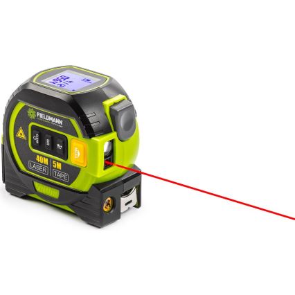 Fieldmann - Laseretäisyysmittari LED-näytöllä ja rulettimittarilla 2xAA