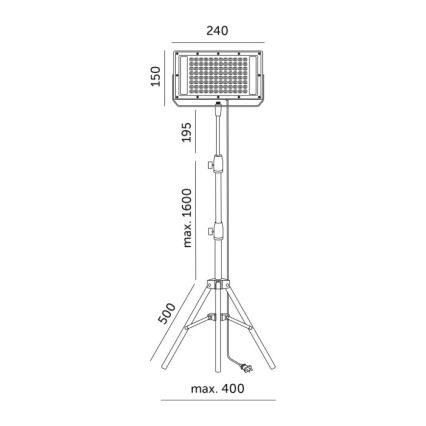 LED-kasvivalaisin jalustalla FIRON LED/45W/230V IP54 musta