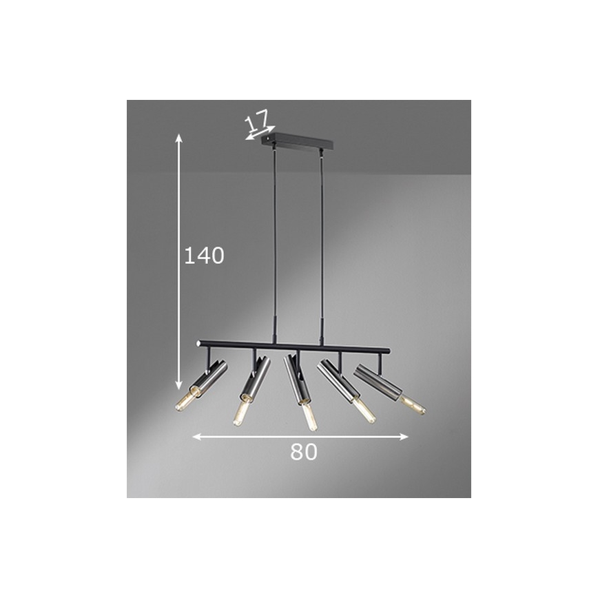 Fischer & Honsel 60369 - Kattokruunu johdossa DEAN 5xE27/25W/230V