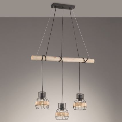 Fischer & Honsel 60798 - Kattokruunu johdossa STRAW 3xE27/40W/230V