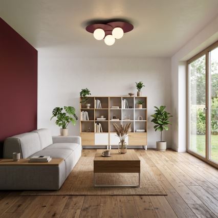 FLAT-kattovalaisin 3xE27/15W/230V 55x60 cm viininpunainen