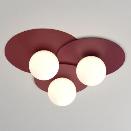 FLAT-kattovalaisin 3xE27/15W/230V 55x60 cm viininpunainen