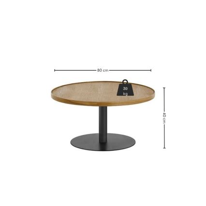 FOCUS-sohvapöytä Ø 80 cm, tammi/musta