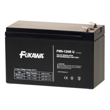 FUKAWA FW 9-12 HR - 12 V/9 Ah lyijyhappoakku, Faston-liitin 6,3 mm