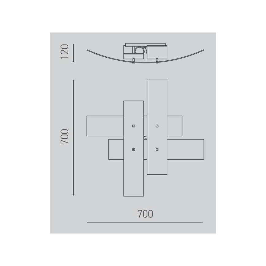 Gea Luce LARA P M arg - Kattovalo LARA 2xE27/70W/230V 70 cm hopea