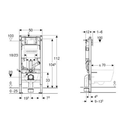 Geberit 111.364.00.6 - Duofix 112 cm asennuskehys seinä-WC:lle
