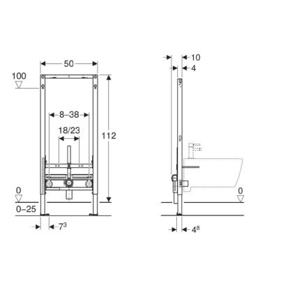 Geberit 111.510.00.2 - Duofix 112 cm upotettava asennusrunko bideelle