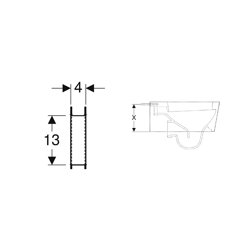 Geberit 111.847.00.1 - WC-kulhon tukisarja pienellä tukipinnalla Duofix 2 kpl