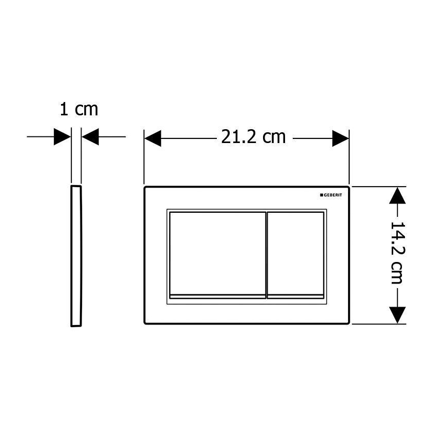 Geberit 115.080.01.1 - Huuhtelupainike Omega30 21,2x14,2 cm valkoinen