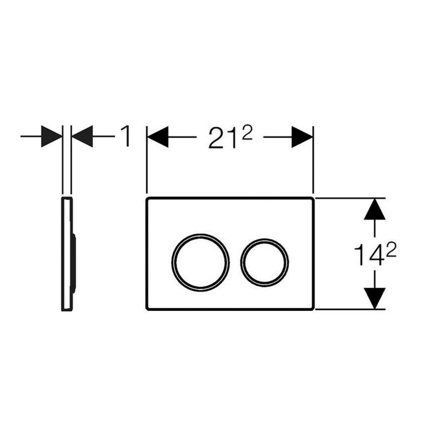 Geberit 115.085.KM.1 - Omega20-huuhtelupainike 21,2 x 14,2 cm musta/kiillotettu kromi