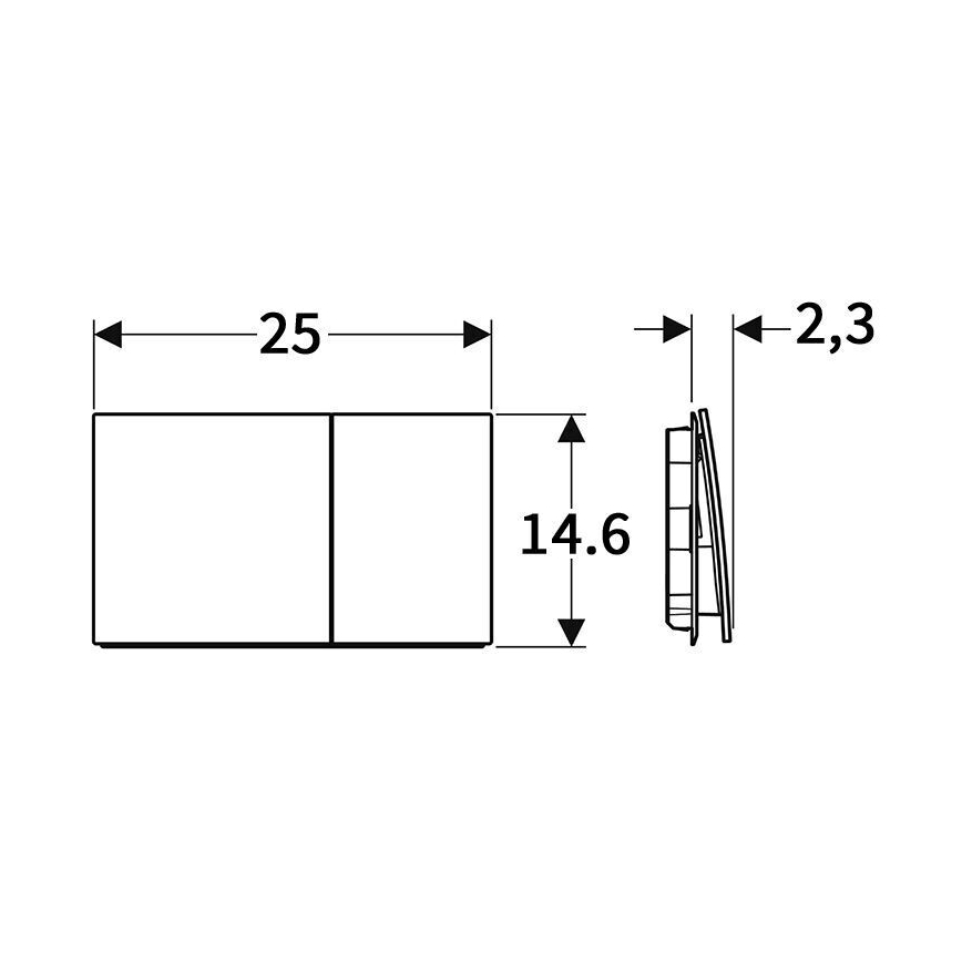 Geberit 115.622.14.1 - Sigma70-huuhtelupainike 25 x 14,6 cm mattamusta