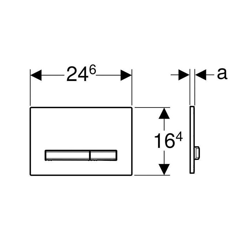 Geberit 115.788.DW.2 - Sigma50 huuhtelupainike 24,6 x 16,4 cm, musta/mattakromi