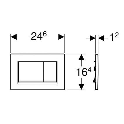 Geberit 115.883.16.1 - Sigma30 huuhtelupainike 24,6 x 16,4 cm mattamusta