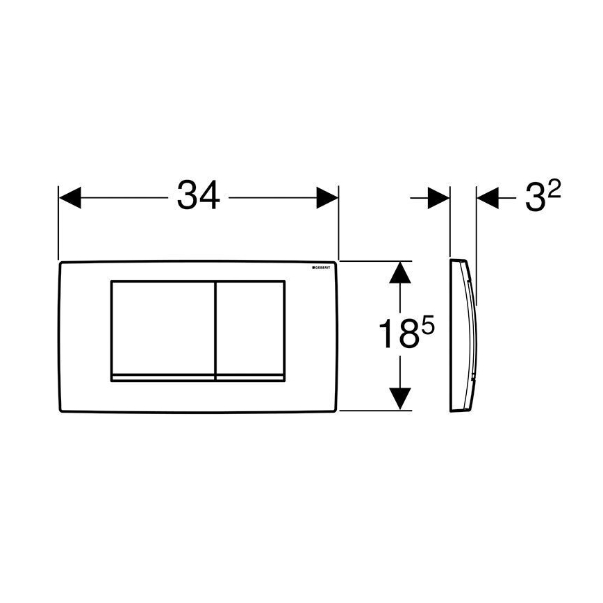 Geberit 115.899.KH.1 - Huuhtelupainike Twinline30 34x18,5 cm kiiltävä kromi/mattakromi