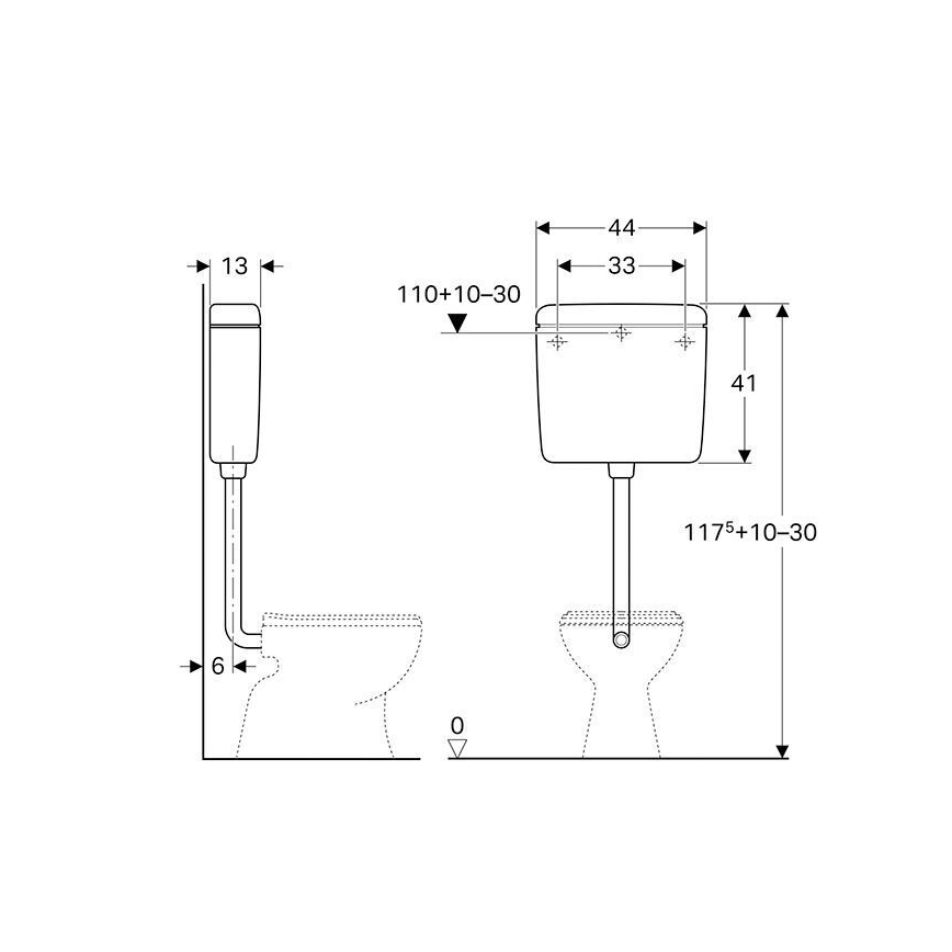 Geberit 127.005.11.1 - AP127 WC-huuhtelusäiliö 6/9 l alppivalkoinen