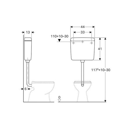 Geberit 127.005.11.1 - Huuhtelusäiliö AP127 6/9 l alppivalkoinen