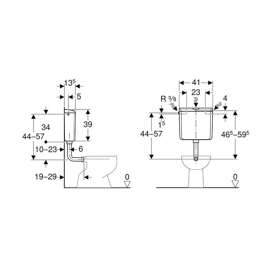 Geberit 136.610.11.1 - AP110-huuhtelusäiliö 6/9 l, alppivalkoinen