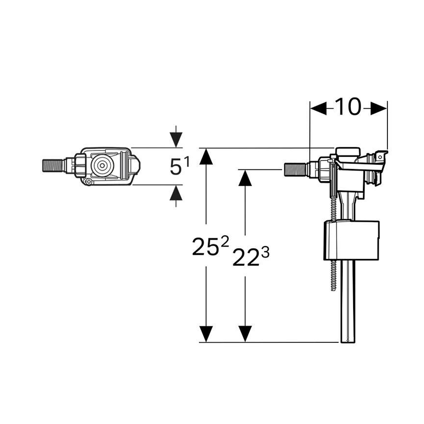 Geberit 136.702.00.3 - Täyttöventtiili seinään upotettaviin huuhtelusäiliöihin, tyyppi 333