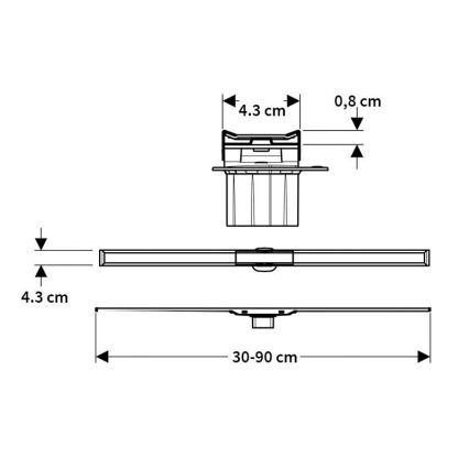 Geberit 154.451.KS.1 - CleanLine-lattiakaivo 130x4,3 cm ruostumaton teräs