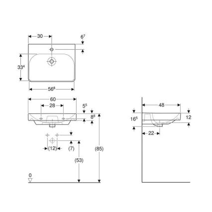 Geberit 500.229.01.1 - Seinään asennettava pesuallas Smyle Square 60x48 cm keramiikka/valkoinen