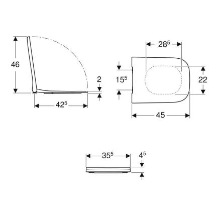 Geberit 500.238.01.1 - WC-istuinkansi Smyle Square, duroplastinen/valkoinen