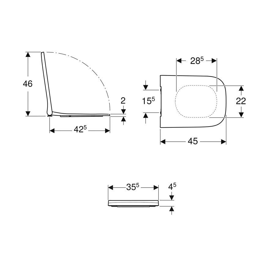 Geberit 500.238.01.1 - WC-istuinkansi Smyle Square, duroplastinen/valkoinen