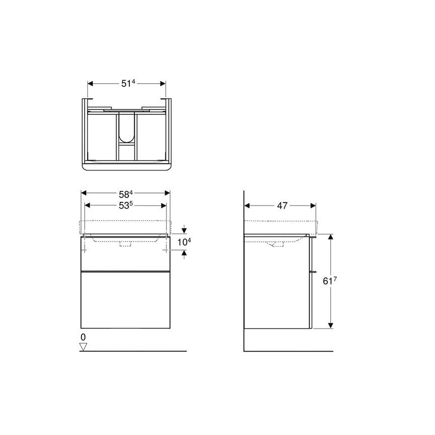 Geberit 500.352.00.1 - Pesuallaskaappi Smyle Square 59x62x47 cm valkoinen