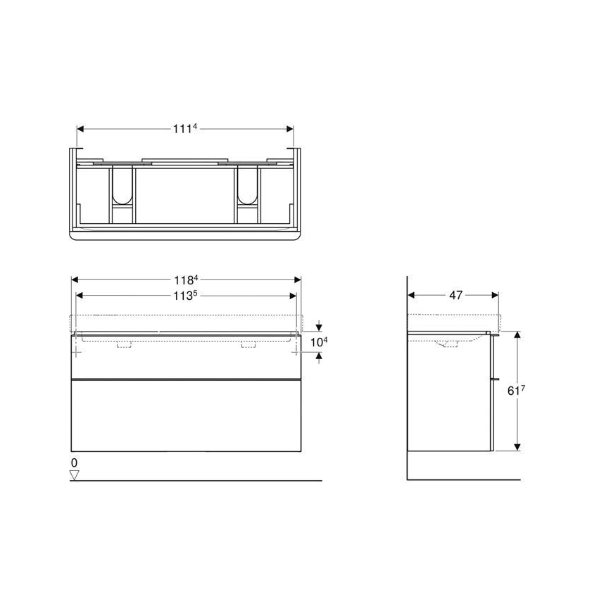 Geberit 500.356.00.1 - Kylpyhuonekaappi kaksialtaisen pesualtaan alle Smyle Square 61,7x118,4 cm valkoinen