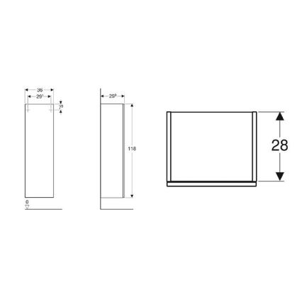 Geberit 500.361.00.1 - Seinäasennettava kylpyhuonekaappi Smyle Square 118x36 cm valkoinen