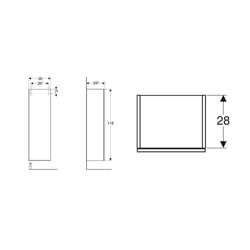 Geberit 500.361.00.1 - Seinäasennettava kylpyhuonekaappi Smyle Square 118x36 cm valkoinen
