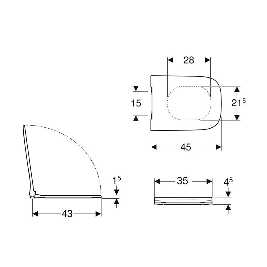Geberit 500.688.01.1 - WC-istuinkansi SoftClose Smyle Square duroplasti/valkoinen