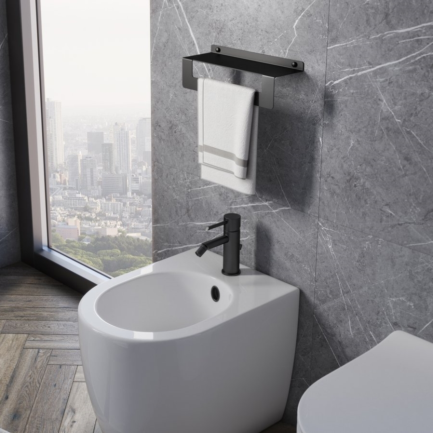 Gedy - CLEO 30 cm hylly pyyhekoukulla, mattamusta