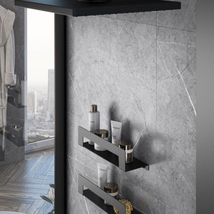 Gedy - CLEO 30 cm hylly pyyhekoukulla, mattamusta