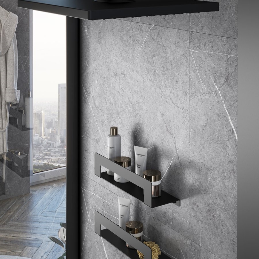 Gedy - CLEO 30 cm hylly pyyhekoukulla, mattamusta