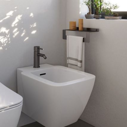 Gedy - CLEO 30 cm hylly pyyhetangolla, metallinhohtoinen harmaa