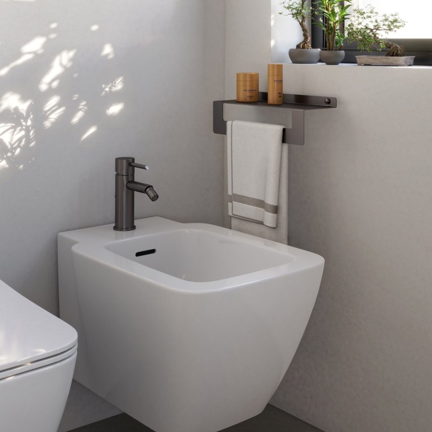 Gedy - CLEO 30 cm hylly pyyhetangolla, metallinhohtoinen harmaa