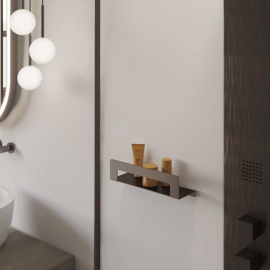 Gedy - CLEO 30 cm hylly pyyhetangolla, metallinhohtoinen harmaa