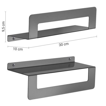 Gedy - CLEO 30 cm hylly pyyhetangolla, metallinhohtoinen harmaa