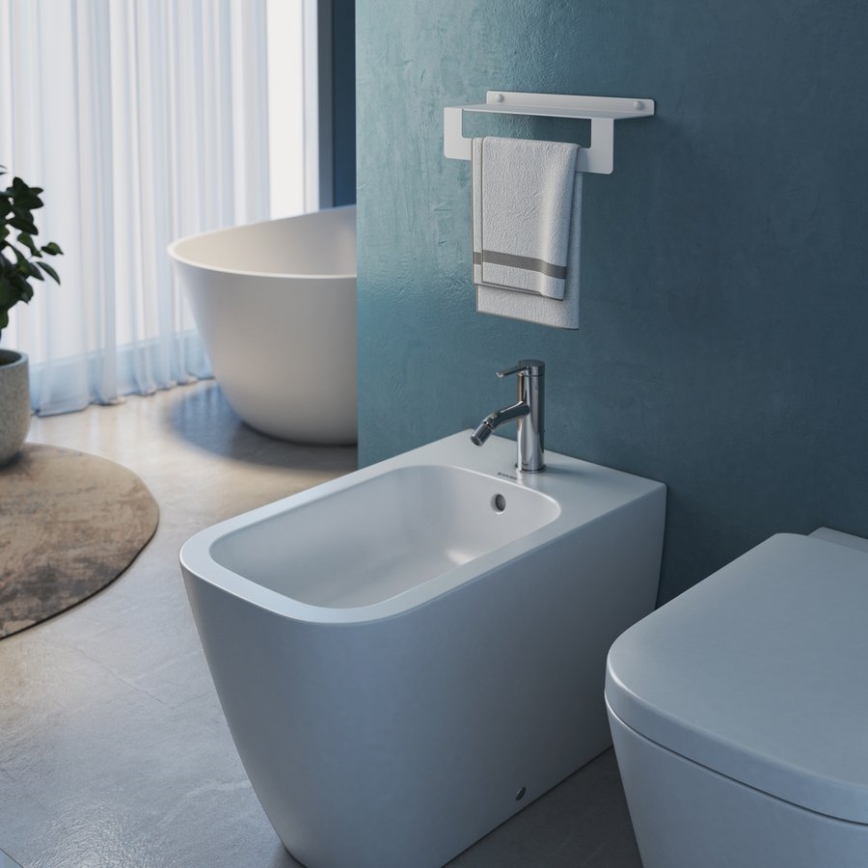 Gedy - CLEO 50 cm hylly pyyheripustimella, mattavalkoinen