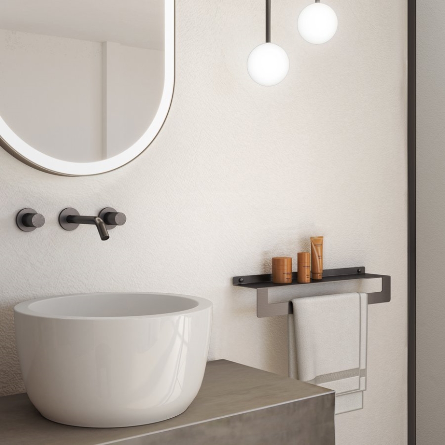 Gedy - CLEO 50 cm hylly pyyhetelineellä, metallinhohtoinen harmaa