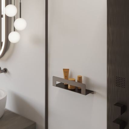 Gedy - CLEO 50 cm hylly pyyhetelineellä, metallinhohtoinen harmaa