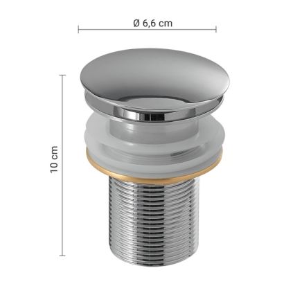 Gedy - CLICK-CLACK-läpivienti pesualtaaseen Ø 6,6 cm, kiiltävä kromi