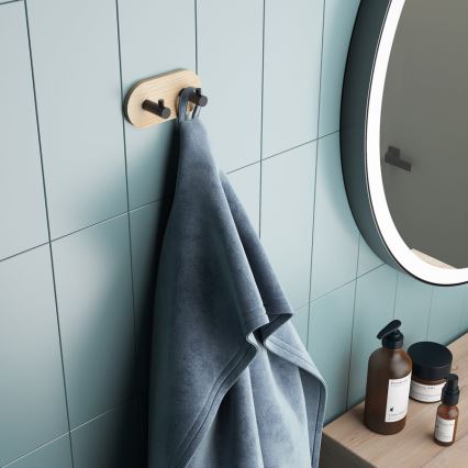 Gedy - Itseliimautuva seinäpyyhkeen ripustin HIMALAYA musta/bambu