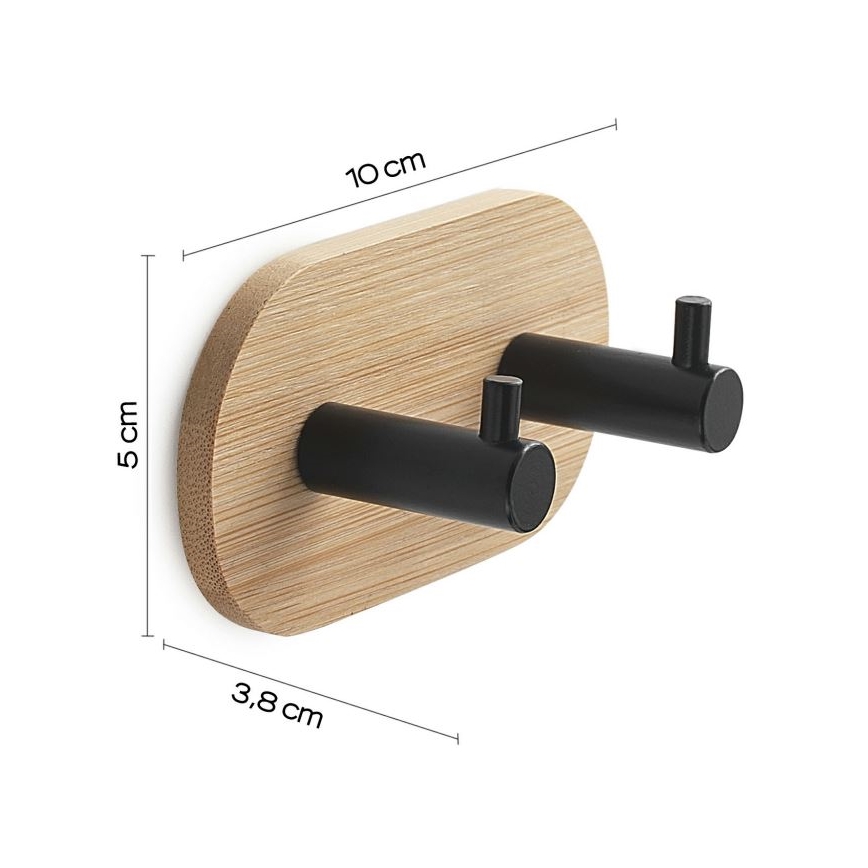 Gedy - Itseliimautuva seinäpyyhkeen ripustin HIMALAYA musta/bambu