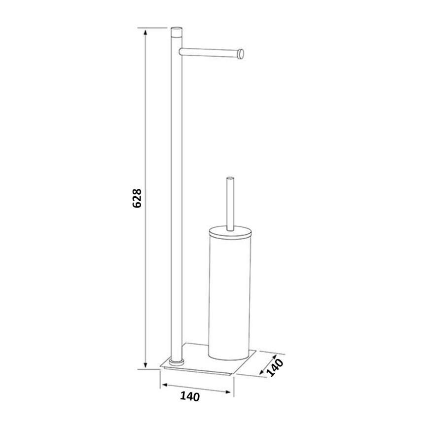 Gedy - Jalallinen WC-harja ja WC-paperiteline TRILLY mattamusta/bambu