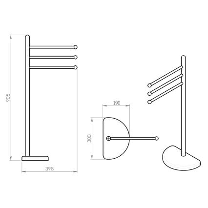 Gedy - Jalusta pyyheripustimella HIBISCUS 90,5 cm kiiltävä kromi