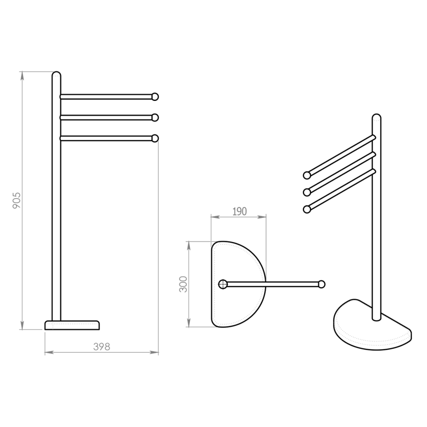 Gedy - Jalusta pyyheripustimella HIBISCUS 90,5 cm kiiltävä kromi