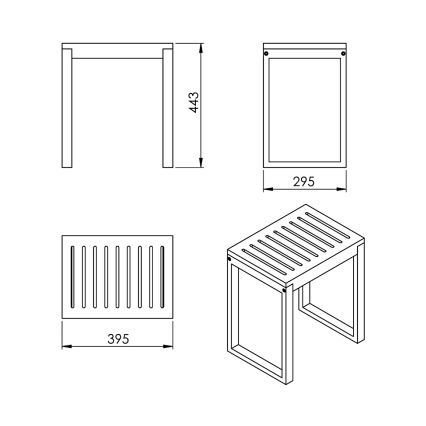 Gedy - Kylpyhuone jakkara HIMALAYA 39,5x44,3 cm bambu