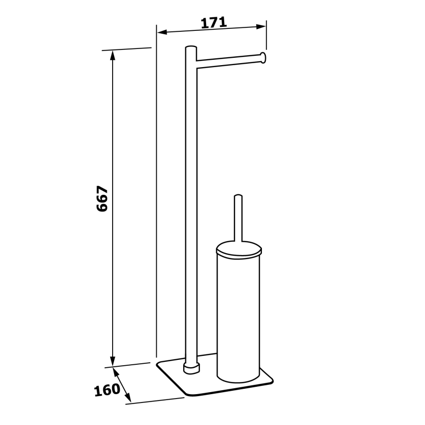 Gedy - Lattiatasoinen WC-harja WC-paperitelineellä FLORI kiiltävä kromi