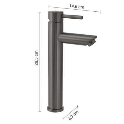 Gedy - Lavuaarihana ALTO 28,5 cm metallinhohtoinen harmaa